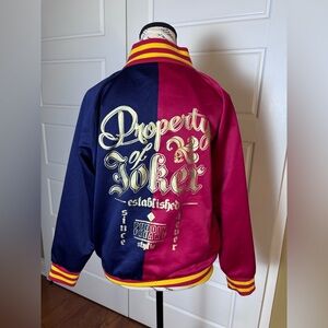 DC Comics Suicide Squad Harley Quinn Satin Bomber Jacket Red Blue Women XL